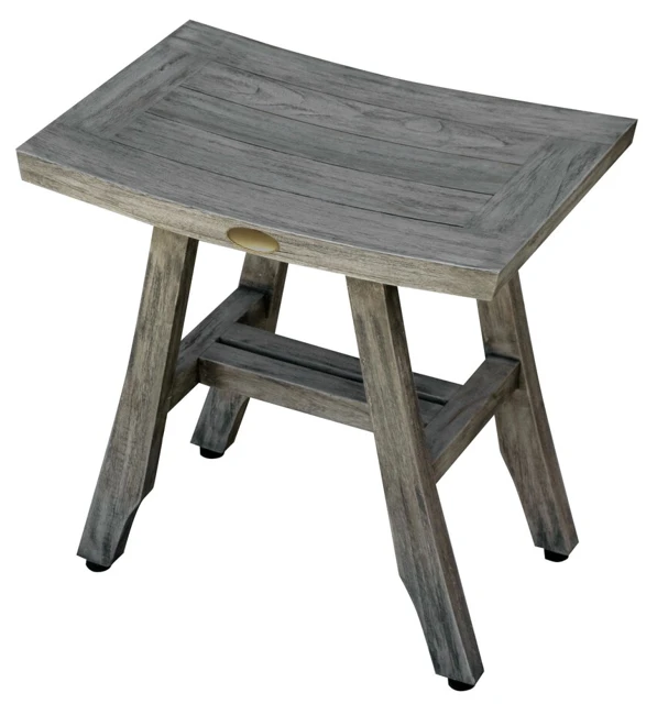 18" X 18" Antiqued Gray Solid Wood Shower Bench - Homeroots - Flyclothing LLC