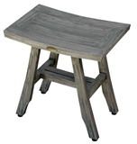 18" X 18" Antiqued Gray Solid Wood Shower Bench - Homeroots