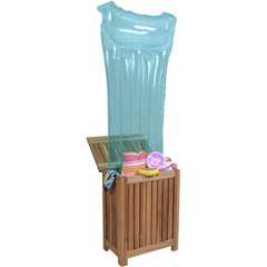 Compact Teak Laundy Storage With Removable Bag In Natural Finish - Homeroots