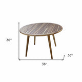 36" Natural Rounded Solid Wood Outdoor Dining Table - Homeroots