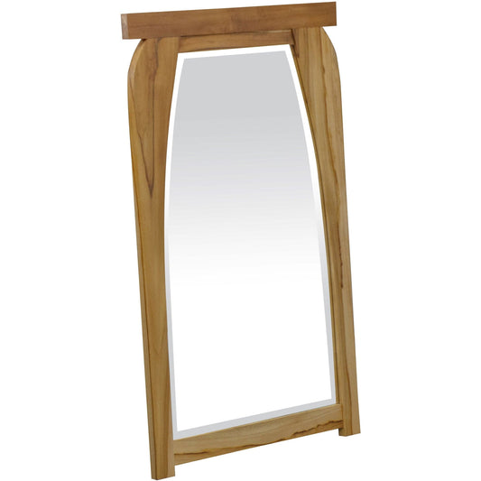 Modern Shape Teak Wall Mirror In Natural Finish - Homeroots