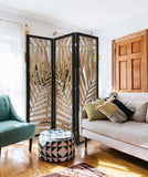 3 Panel Room Divider With Tropical Leaf Design - Homeroots - Flyclothing LLC