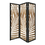 3 Panel Room Divider With Tropical Leaf Design - Homeroots - Flyclothing LLC