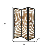 3 Panel Room Divider With Tropical Leaf Design - Homeroots - Flyclothing LLC