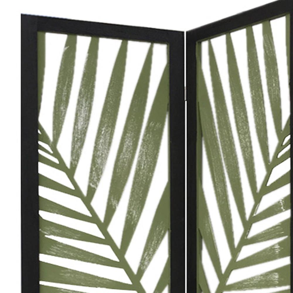67" Green Solid WoodFolding Three Panel Screen Room Divider - Homeroots - Flyclothing LLC