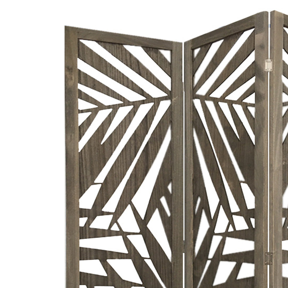 67" Gray Solid WoodFolding Three Panel Screen Room Divider - Homeroots - Flyclothing LLC