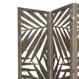67" Gray Solid WoodFolding Three Panel Screen Room Divider - Homeroots