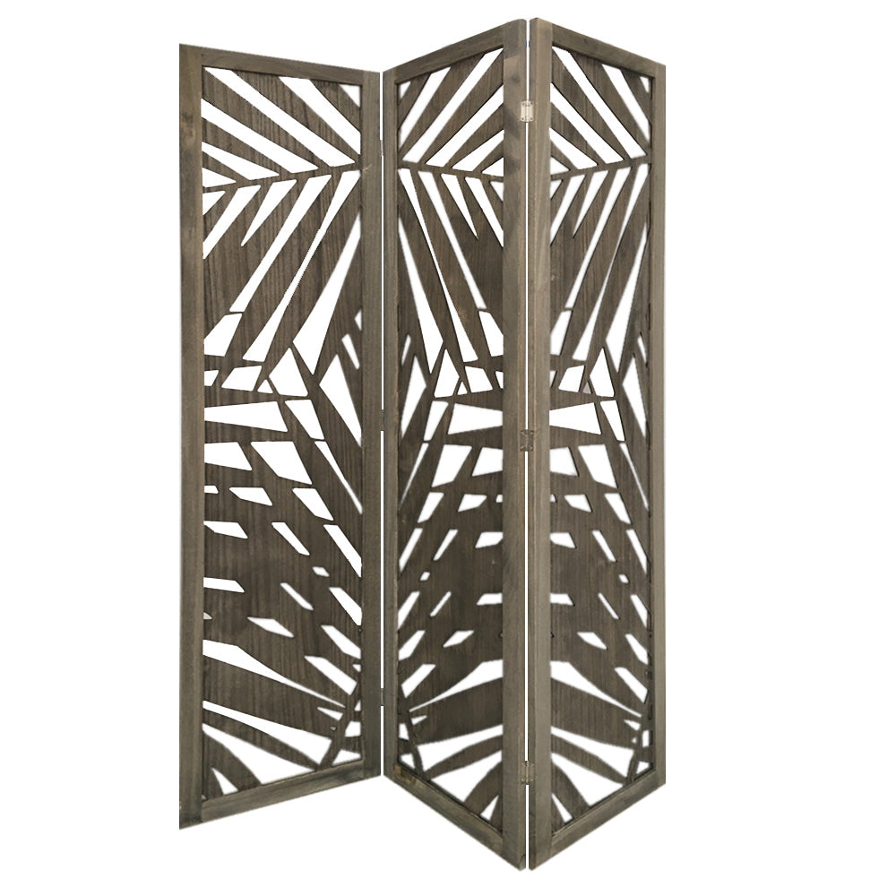 67" Gray Solid WoodFolding Three Panel Screen Room Divider - Homeroots - Flyclothing LLC