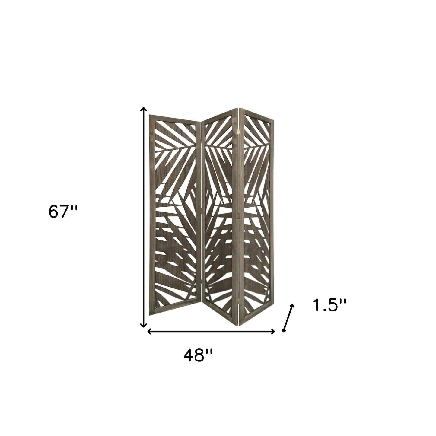 67" Gray Solid WoodFolding Three Panel Screen Room Divider - Homeroots - Flyclothing LLC