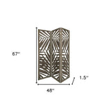 67" Gray Solid WoodFolding Three Panel Screen Room Divider - Homeroots - Flyclothing LLC