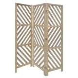 67" Brown Solid WoodFolding Three Panel Screen Room Divider - Homeroots - Flyclothing LLC