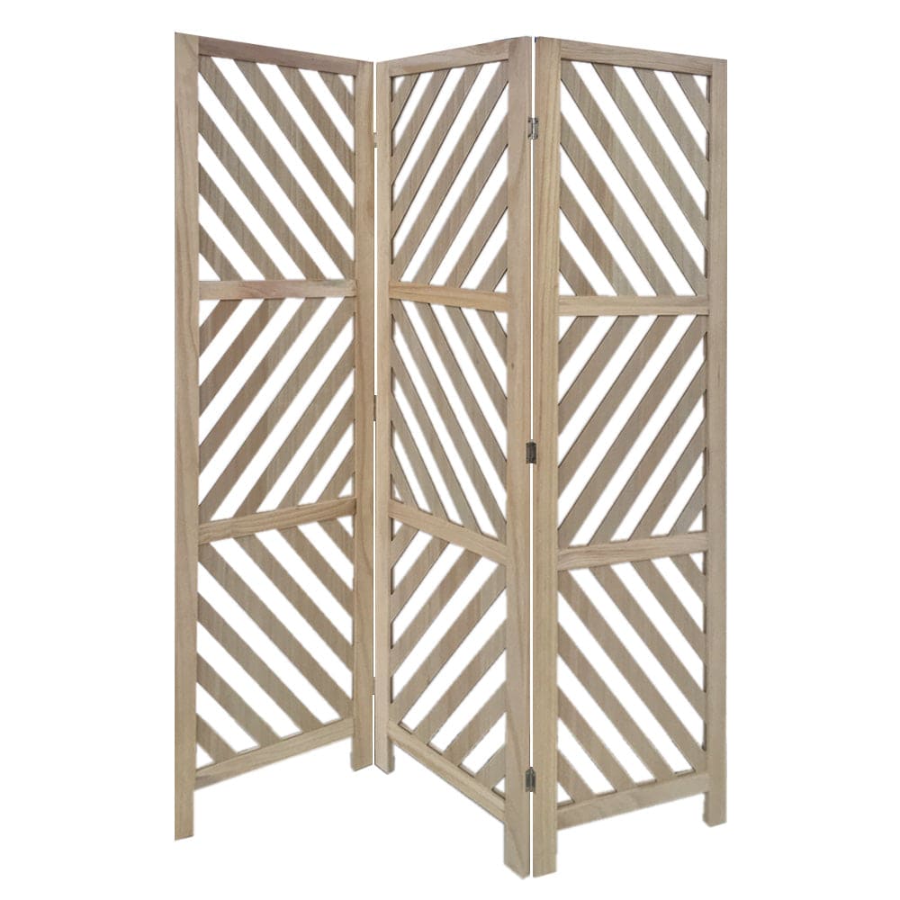 67" Brown Solid WoodFolding Three Panel Screen Room Divider - Homeroots - Flyclothing LLC