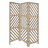 67" Brown Solid WoodFolding Three Panel Screen Room Divider - Homeroots