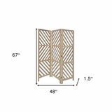 67" Brown Solid WoodFolding Three Panel Screen Room Divider - Homeroots - Flyclothing LLC