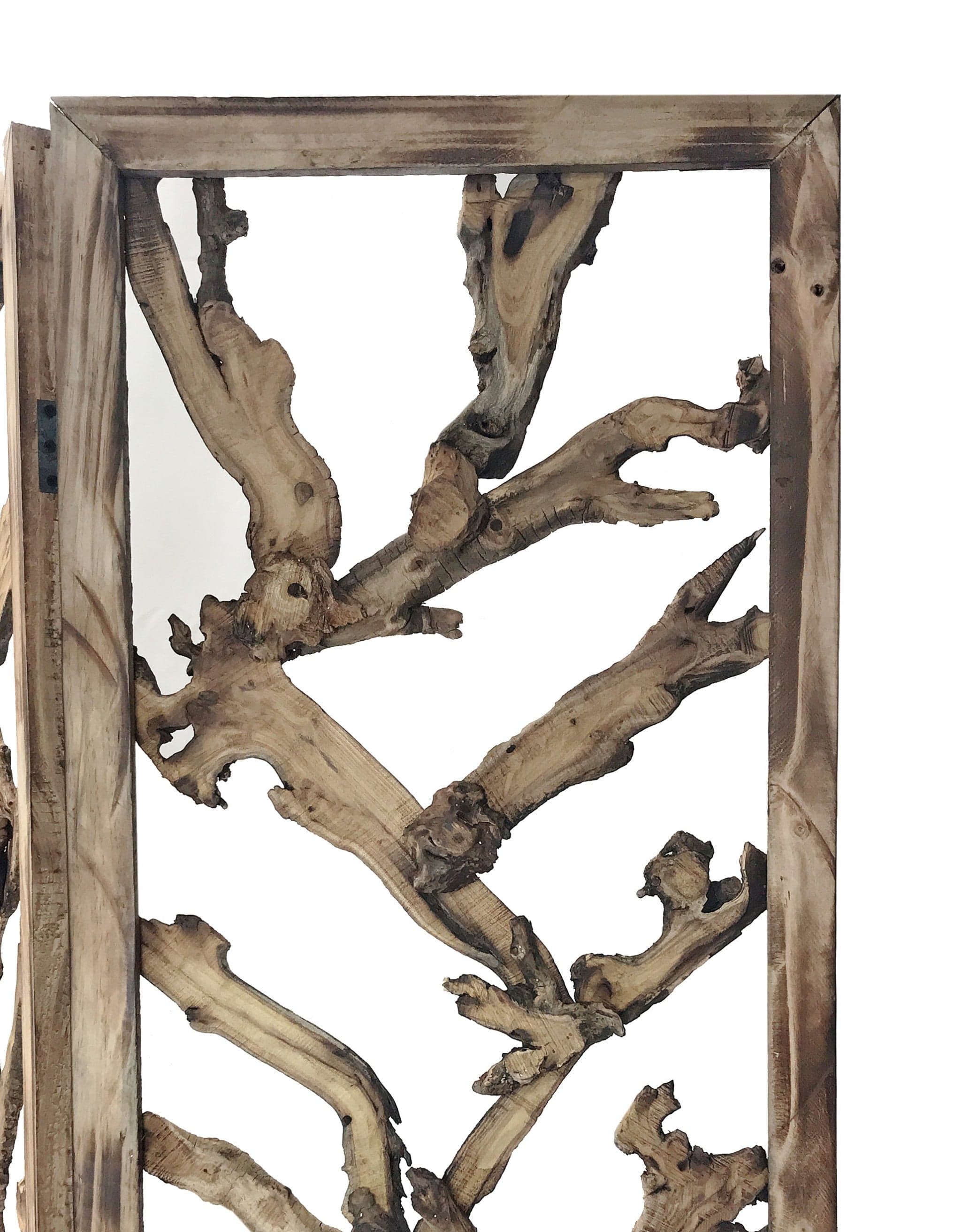 84" Brown Solid WoodFolding Four Panel Screen Room Divider - Homeroots - Flyclothing LLC
