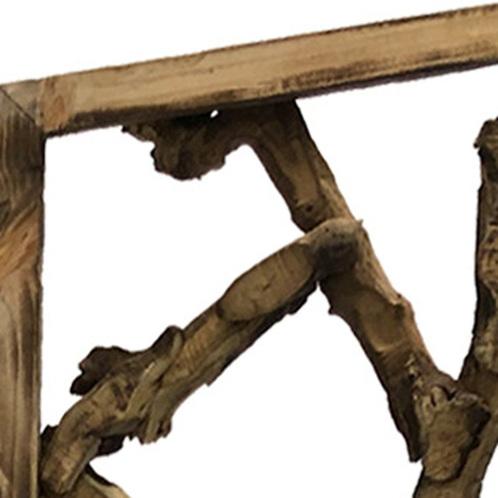 84" Brown Solid WoodFolding Four Panel Screen Room Divider - Homeroots