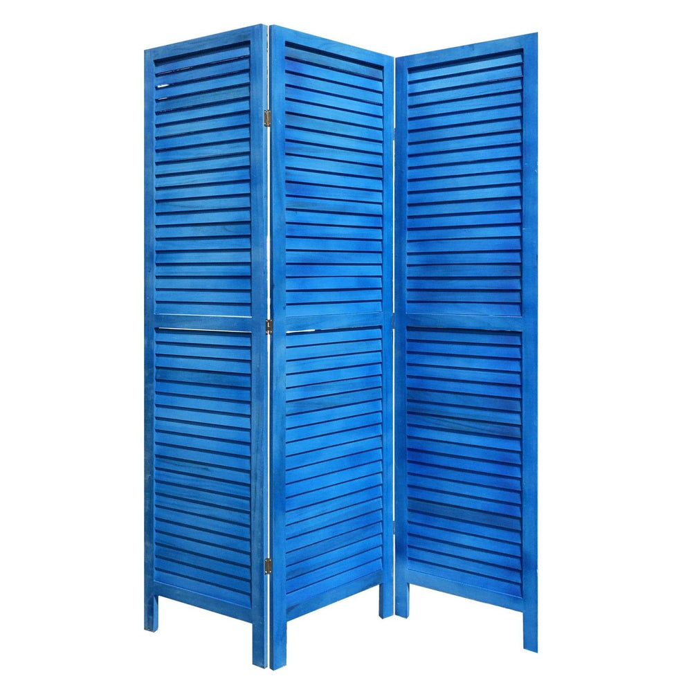 3 Panel Light Blue Shutter Screen Room Divider - Homeroots - Flyclothing LLC