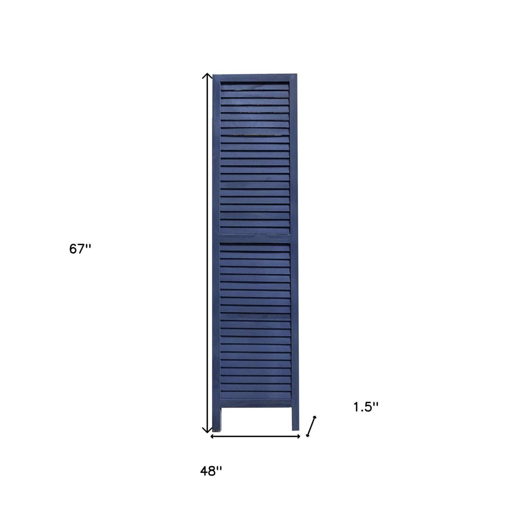 3 Panel Dark Blue Shutter Screen Room Divider - Homeroots - Flyclothing LLC