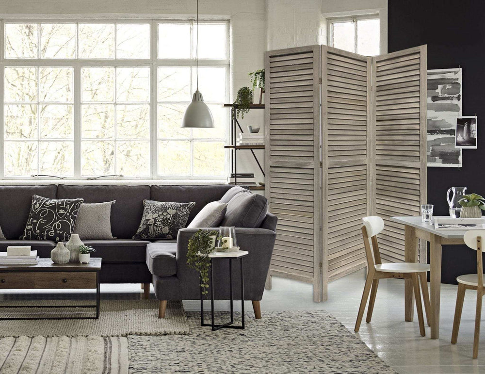 3 Panel Grey Shutter Screen Room Divider - Homeroots - Flyclothing LLC