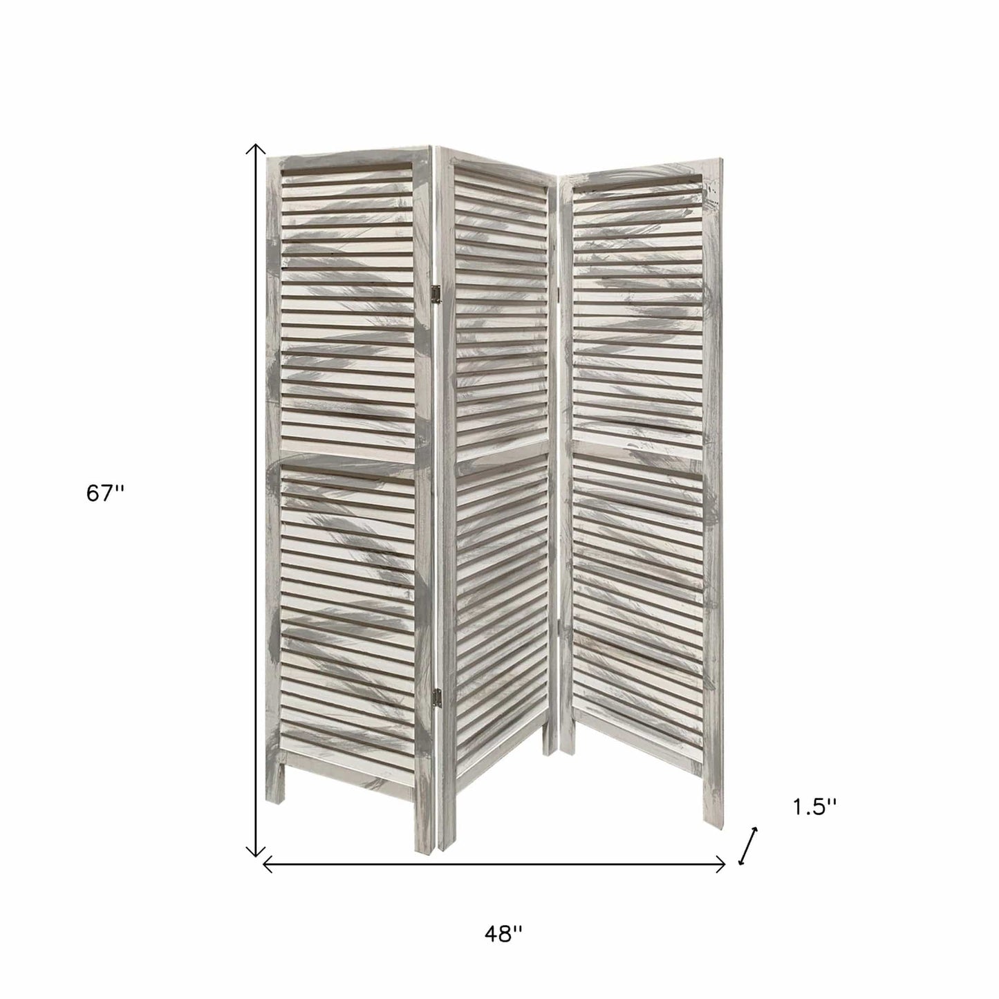 67" Gray Folding Three Panel Screen Room Divider - Homeroots - Flyclothing LLC