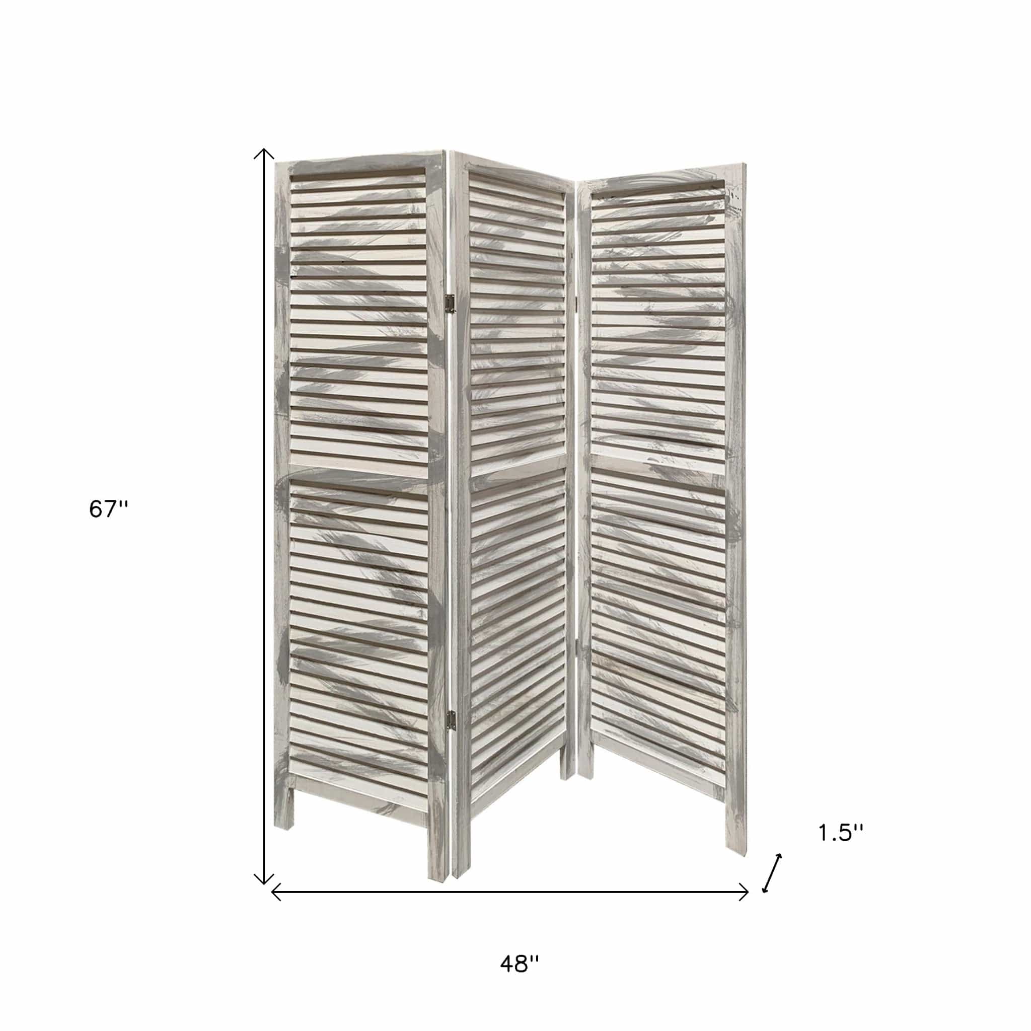 67" Gray Folding Three Panel Screen Room Divider - Homeroots - Flyclothing LLC