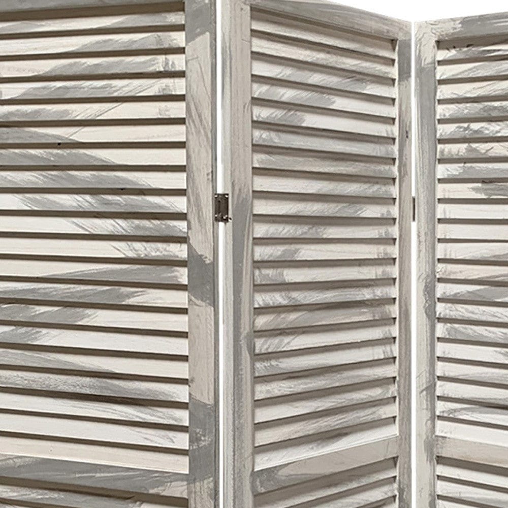 67" Gray Folding Three Panel Screen Room Divider - Homeroots