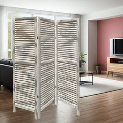 67" Gray Folding Three Panel Screen Room Divider - Homeroots