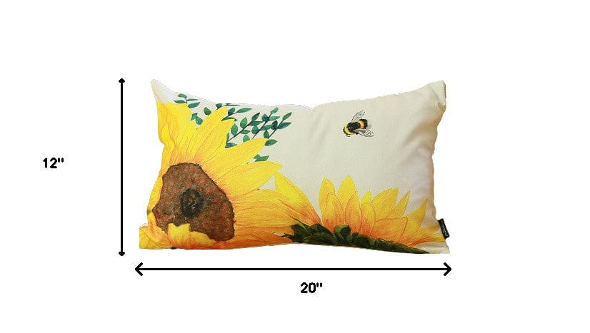 Set Of 2 Sunflower And Bumble Bee Lumbar Pillow Covers - Homeroots