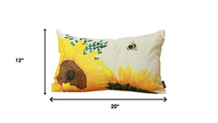 Set Of 2 Sunflower And Bumble Bee Lumbar Pillow Covers - Homeroots