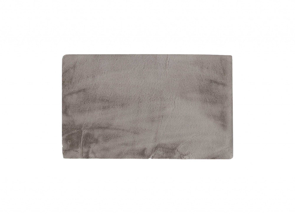 Luxe Faux Rabbit Fur Rectangular Rug 3' X 5' - Grey - Homeroots - Flyclothing LLC