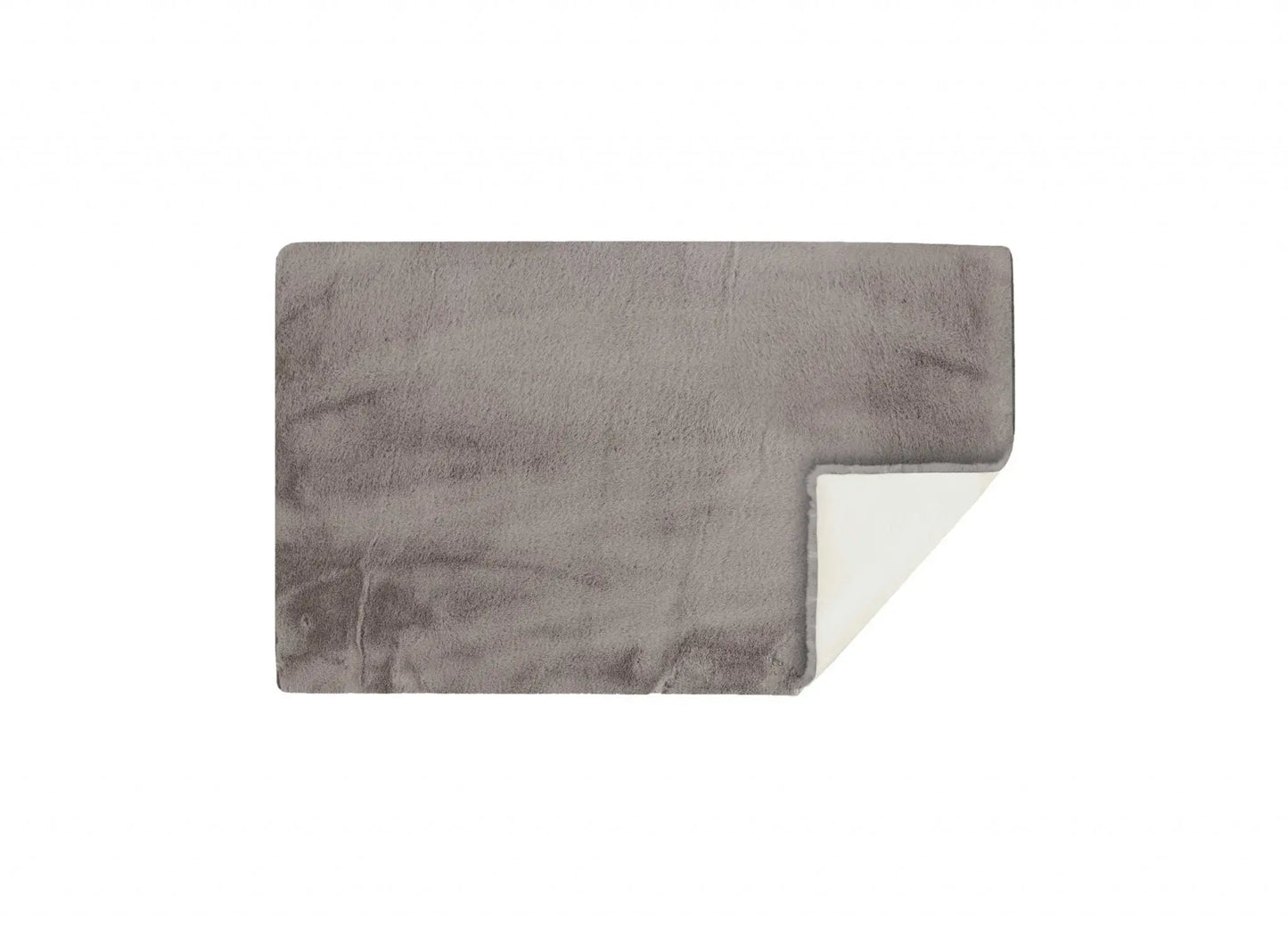 Luxe Faux Rabbit Fur Rectangular Rug 3' X 5' - Grey - Homeroots - Flyclothing LLC