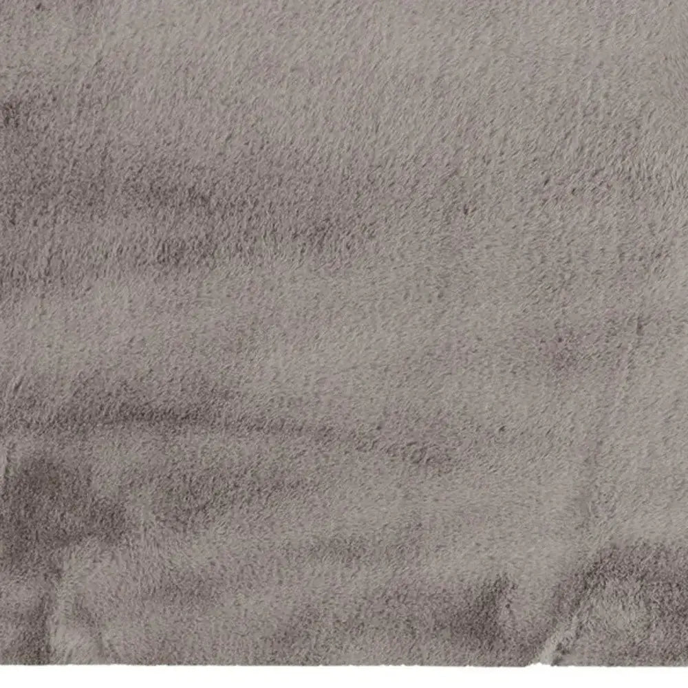 Luxe Faux Rabbit Fur Rectangular Rug 3' X 5' - Grey - Homeroots - Flyclothing LLC