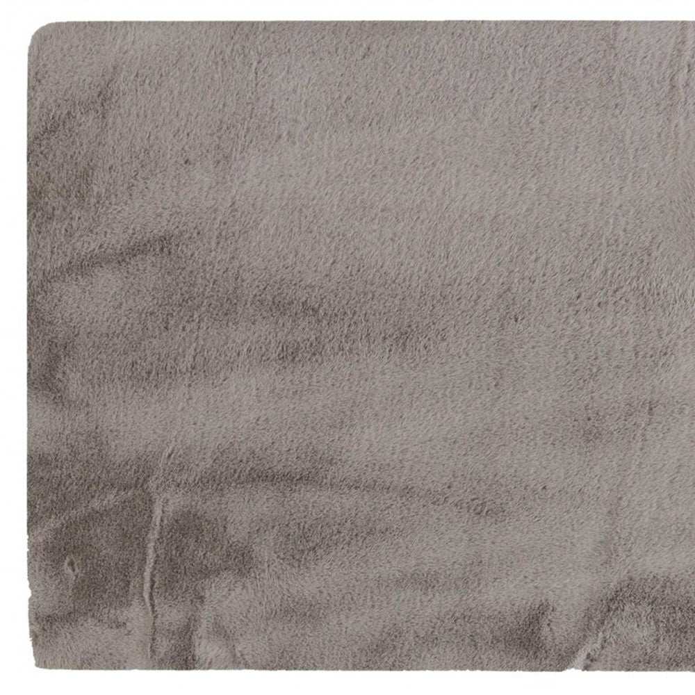 Luxe Faux Rabbit Fur Rectangular Rug 3' X 5' - Grey - Homeroots - Flyclothing LLC