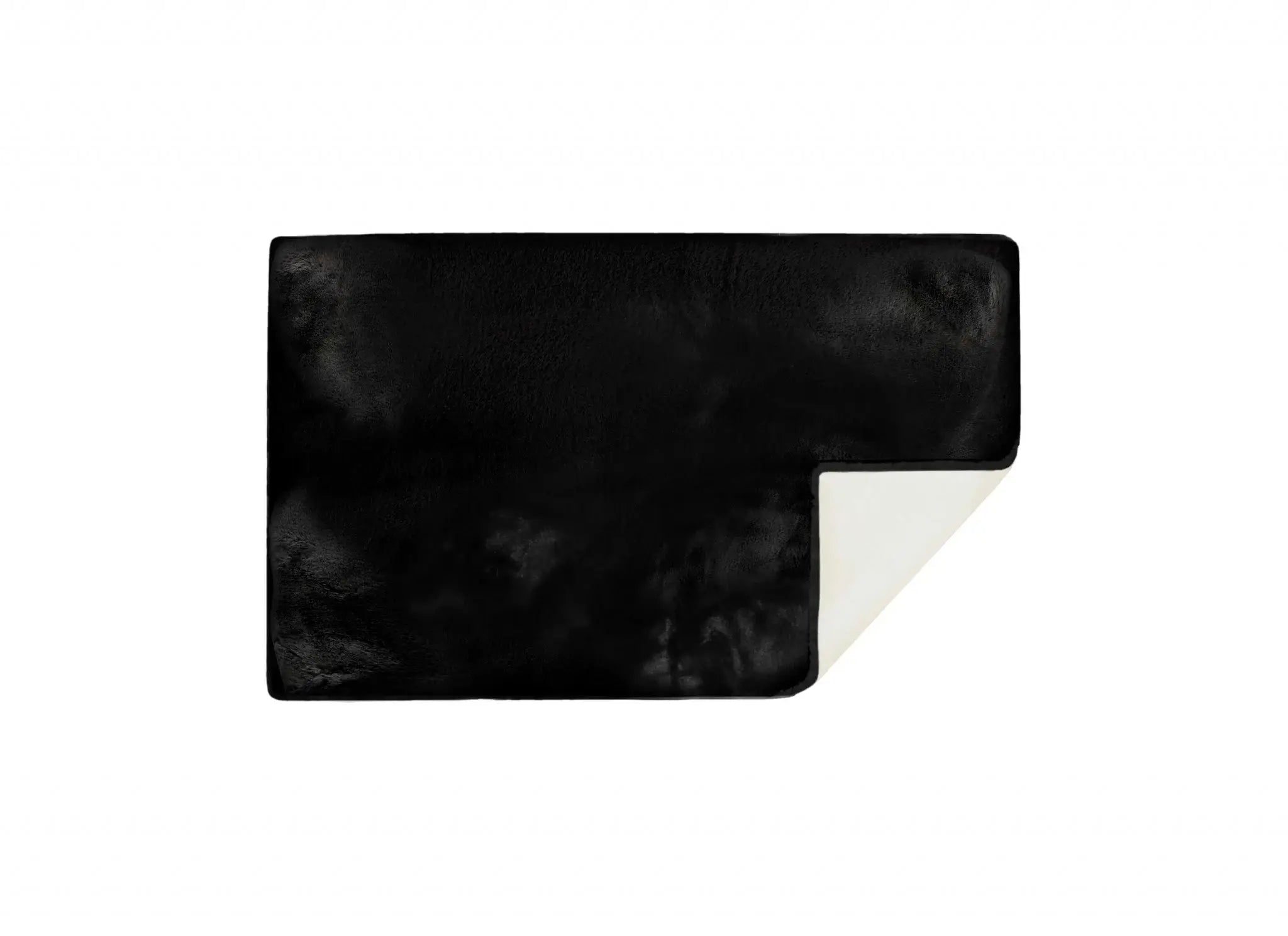 Luxe Faux Rabbit Fur Rectangular Rug 3' X 5' - Black - Homeroots - Flyclothing LLC