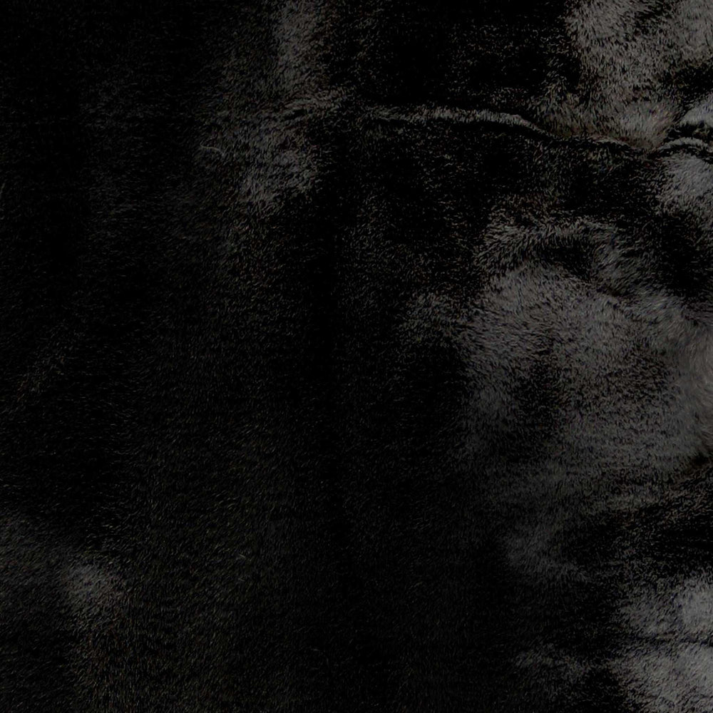 Luxe Faux Rabbit Fur Rectangular Rug 3' X 5' - Black - Homeroots - Flyclothing LLC