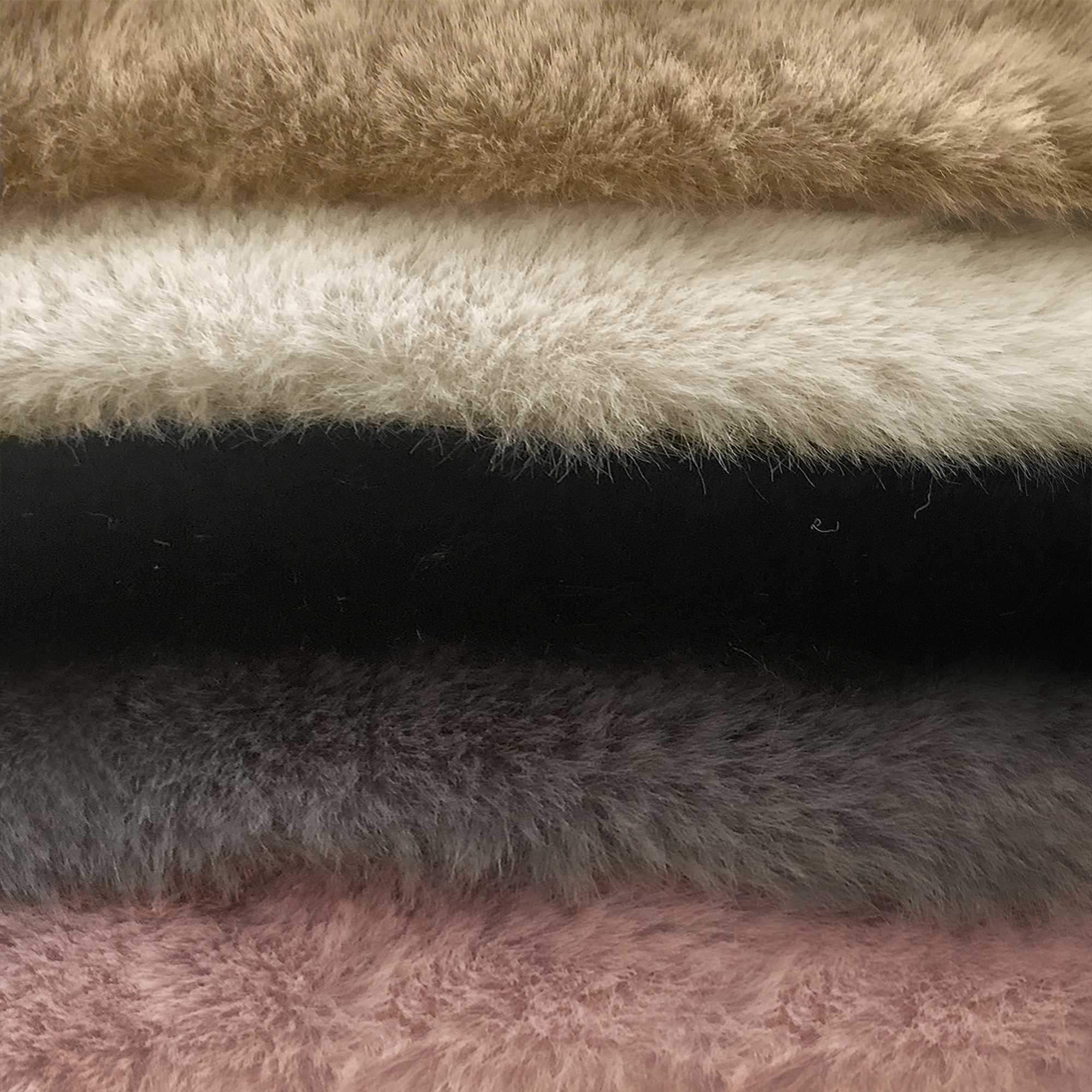 Luxe Faux Rabbit Fur Rectangular Rug 3' X 5' - Black - Homeroots - Flyclothing LLC
