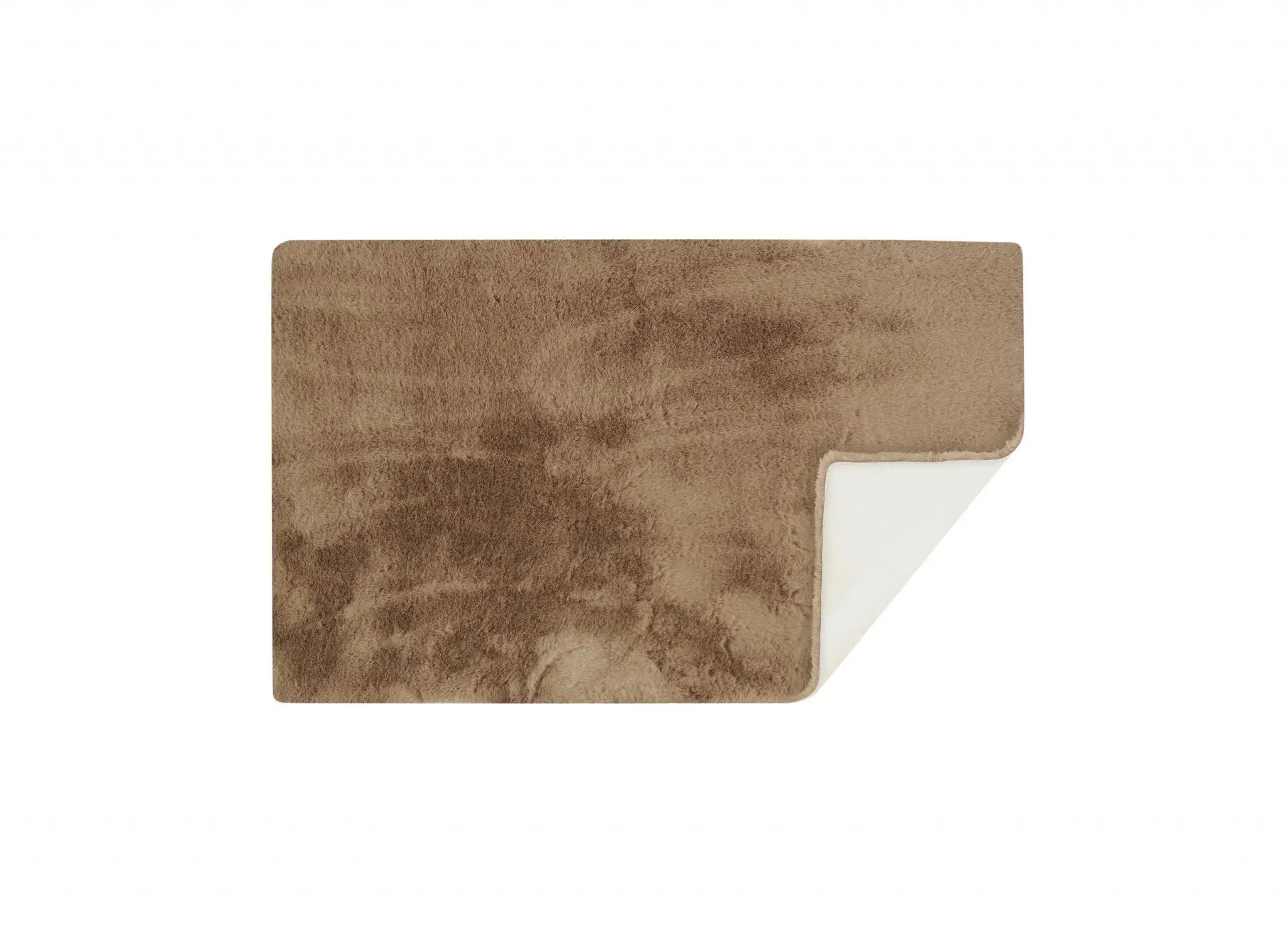 Luxe Faux Rabbit Fur Rectangular Rug 3' X 5' - Taupe - Homeroots - Flyclothing LLC