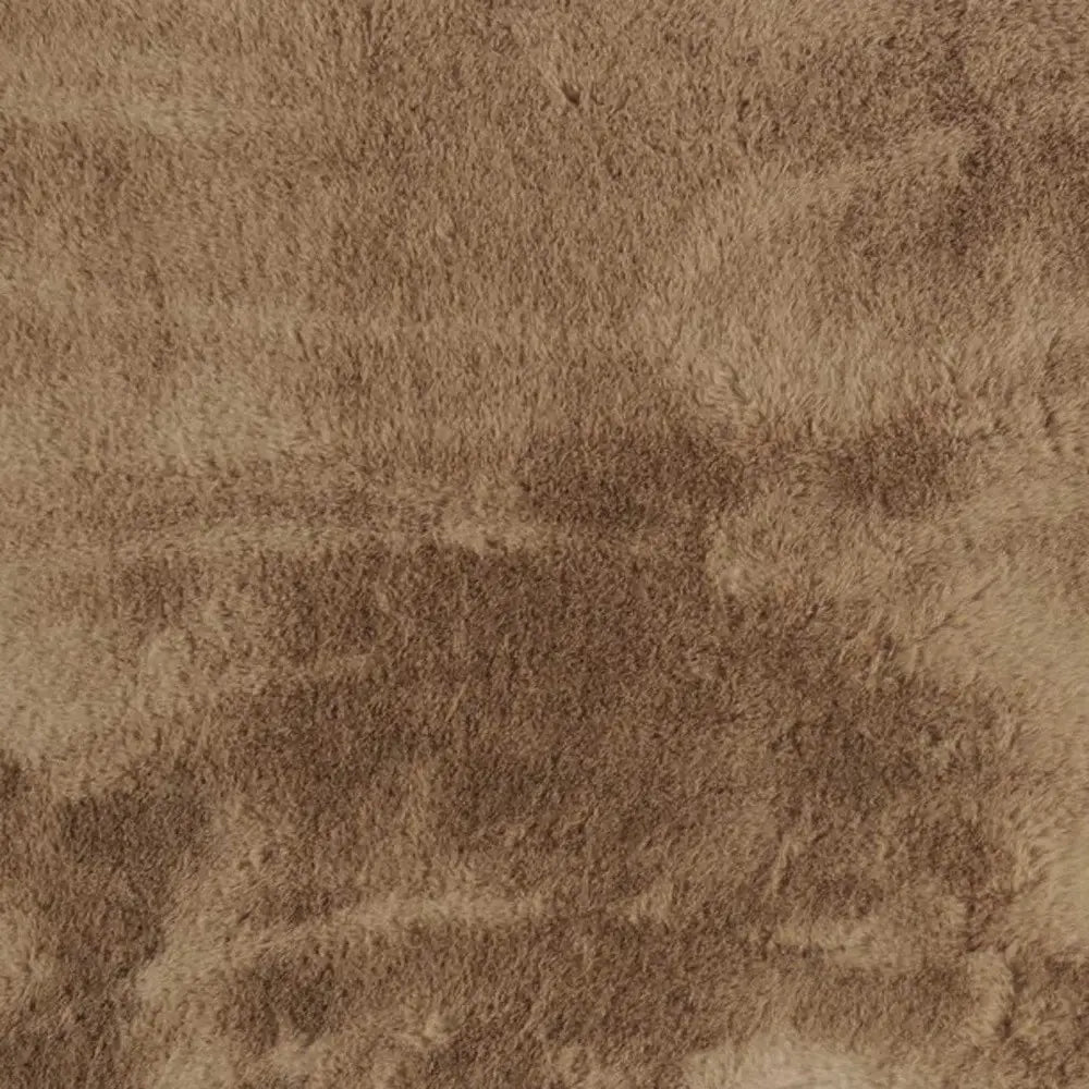 Luxe Faux Rabbit Fur Rectangular Rug 3' X 5' - Taupe - Homeroots - Flyclothing LLC