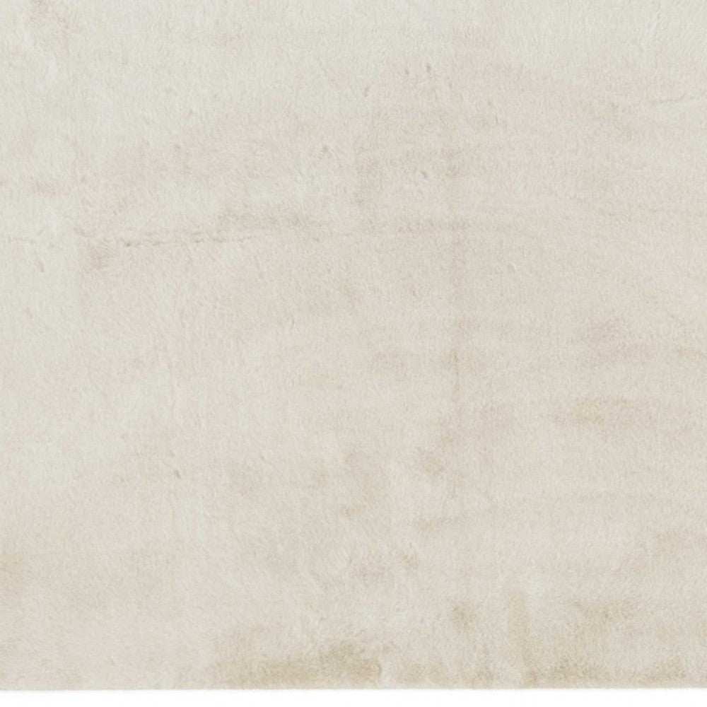 Luxe Faux Rabbit Fur Rectangular Rug 5' X 8' - Ivory - Homeroots - Flyclothing LLC