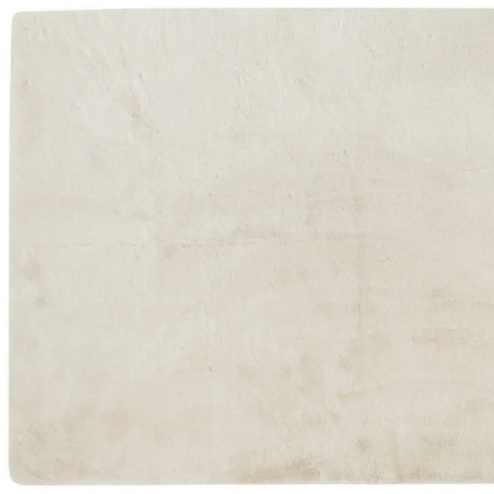 Luxe Faux Rabbit Fur Rectangular Rug 5' X 8' - Ivory - Homeroots - Flyclothing LLC