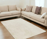 Luxe Faux Rabbit Fur Rectangular Rug 5' X 8' - Ivory - Homeroots - Flyclothing LLC