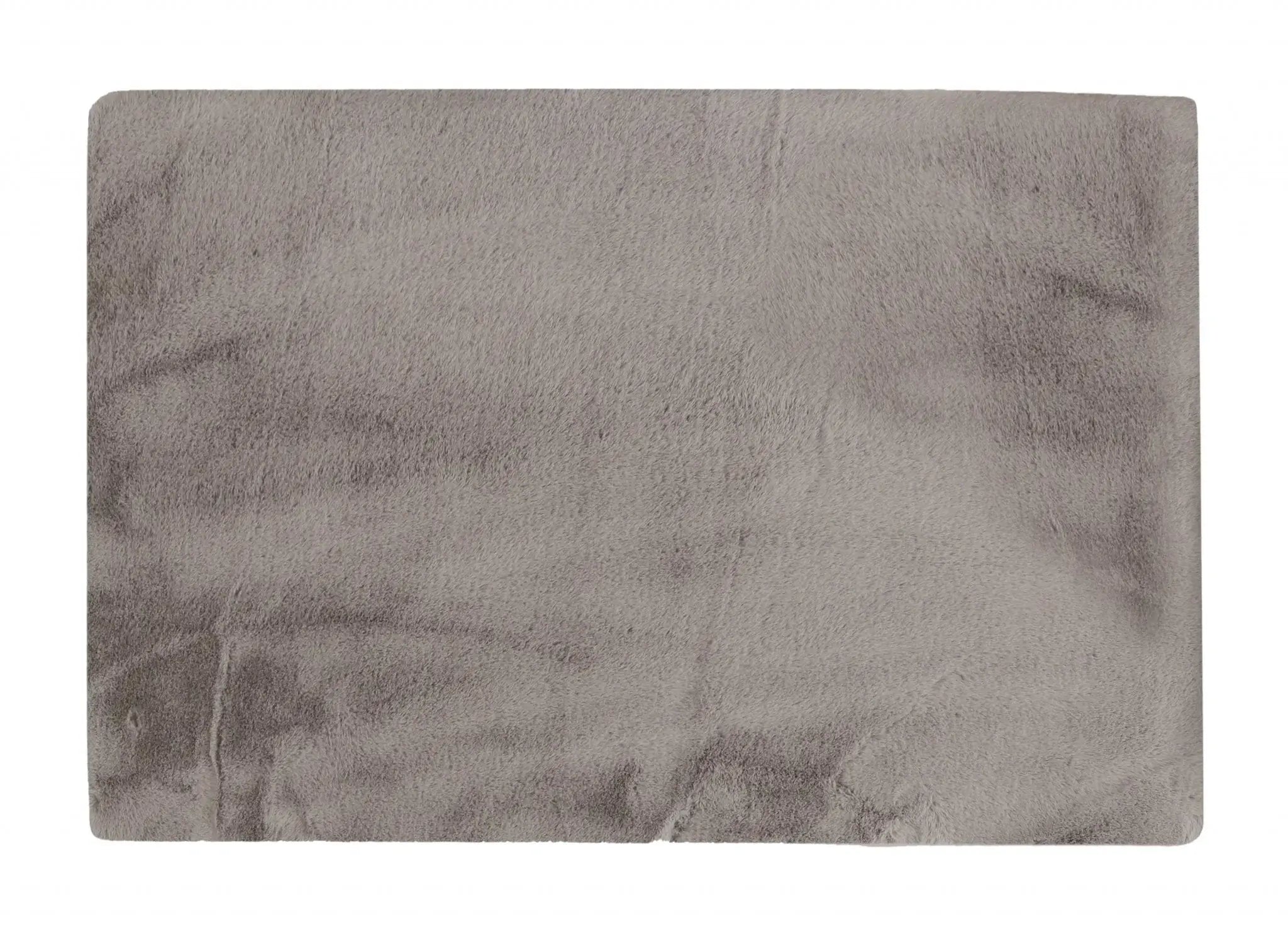 Luxe Faux Rabbit Fur Rectangular Rug 5' X 8' - Grey - Homeroots - Flyclothing LLC