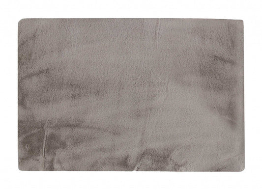 Luxe Faux Rabbit Fur Rectangular Rug 5' X 8' - Grey - Homeroots - Flyclothing LLC