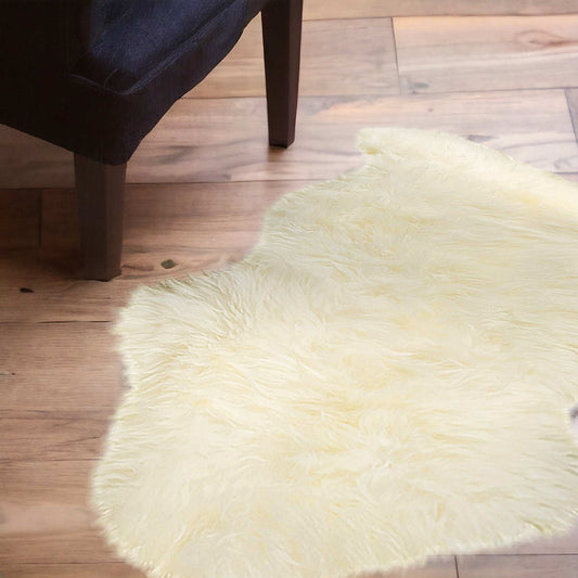 2' X 3' Ivory New Zealand Natural Sheepskin Rug - Homeroots - Flyclothing LLC