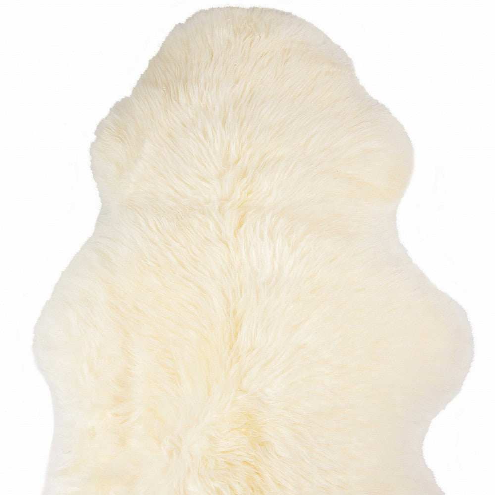 2' X 3' Ivory New Zealand Natural Sheepskin Rug - Homeroots - Flyclothing LLC