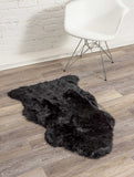 2' X 3' Black New Zealand Natural Sheepskin Rug - Homeroots - Flyclothing LLC