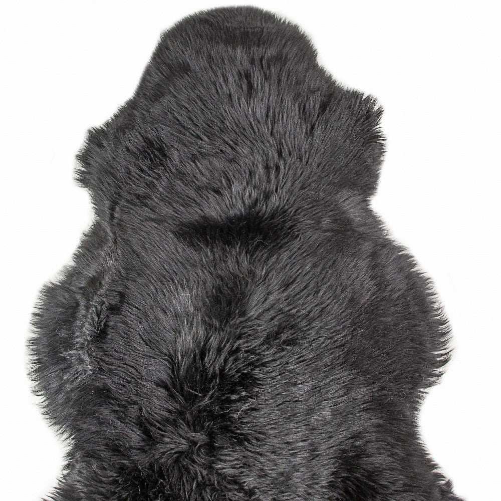 2' X 3' Black New Zealand Natural Sheepskin Rug - Homeroots - Flyclothing LLC