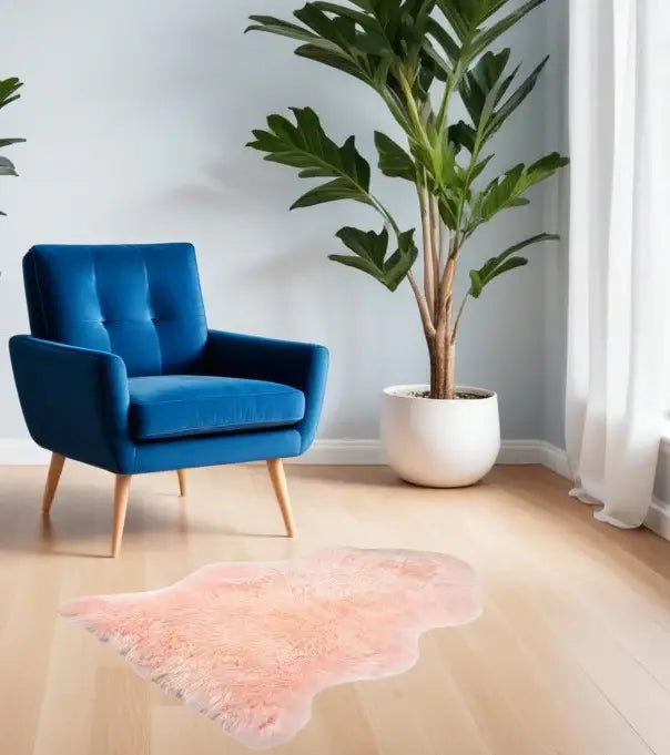 2' X 3' Rose New Zealand Natural Shearling Sheepskin Rug - Homeroots - Flyclothing LLC