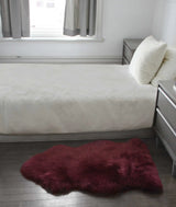 2' X 3' Burgundy New Zealand Natural Sheepskin Rug - Homeroots - Flyclothing LLC
