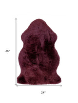 2' X 3' Burgundy New Zealand Natural Sheepskin Rug - Homeroots - Flyclothing LLC